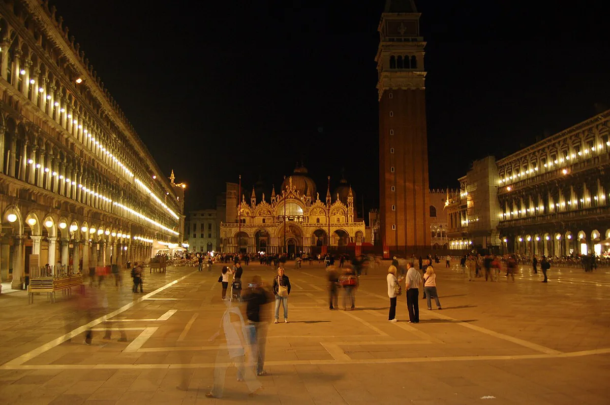 Italian piazza in warm evening light across the seasons — 2