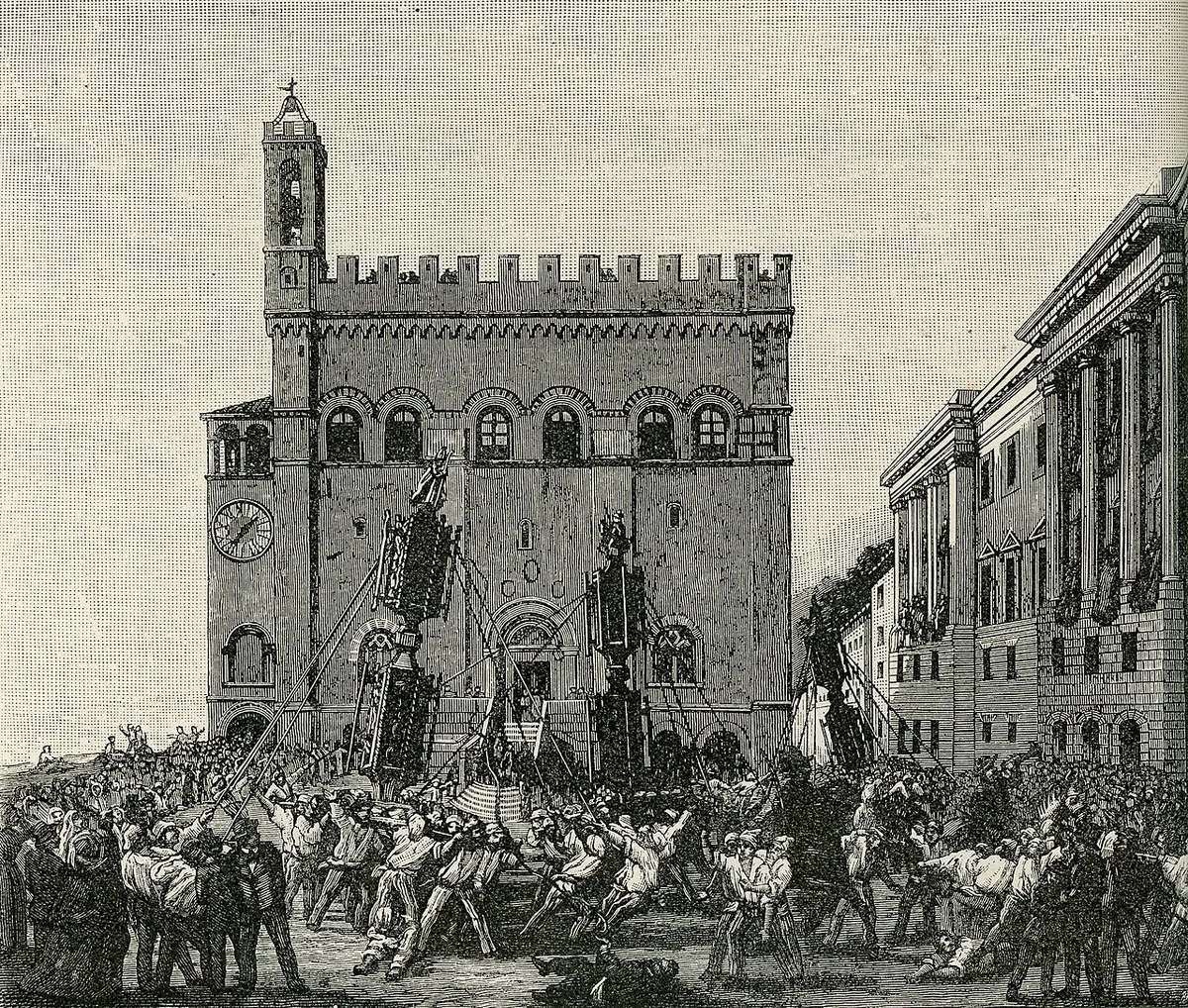 Teams carrying the towering wooden ceri through the streets of Gubbio — 2