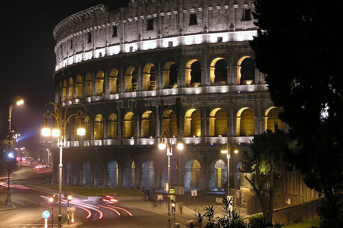 The Colosseum at night, site of the Good Friday Via Crucis