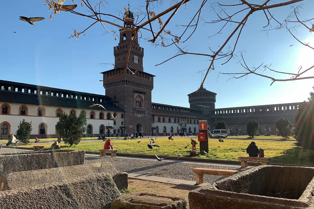 The Cortile delle Armi inside the Castello Sforzesco, Milan
