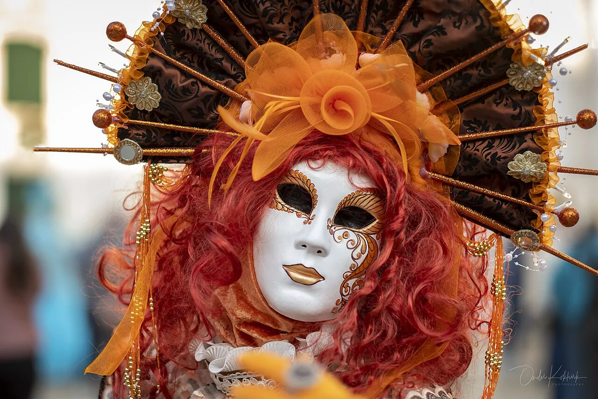 Masked figures in costume during the Venice Carnival — 1