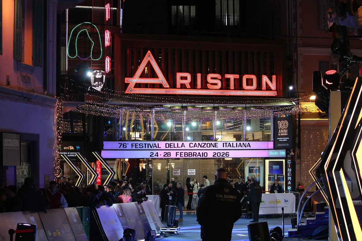 The entrance to the Teatro Ariston in Sanremo