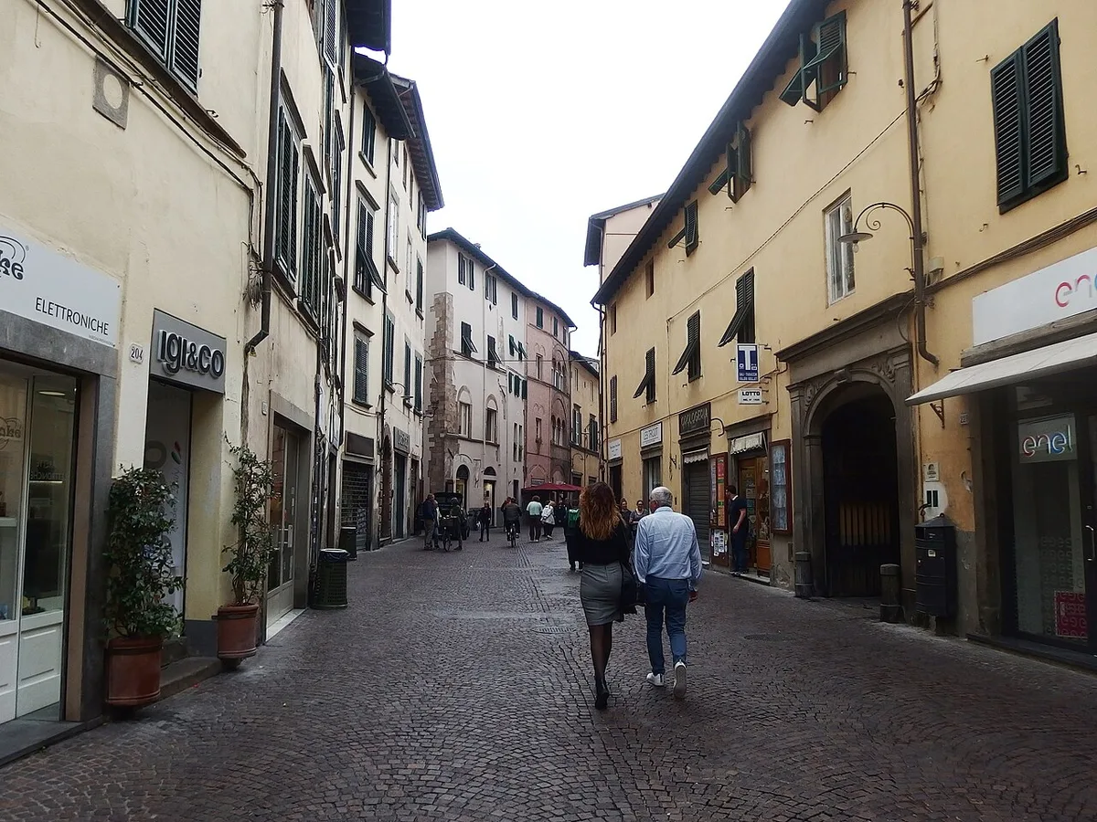 Ticketed grandstand seating for a summer concert in Piazza Napoleone, Lucca, Italy — 1