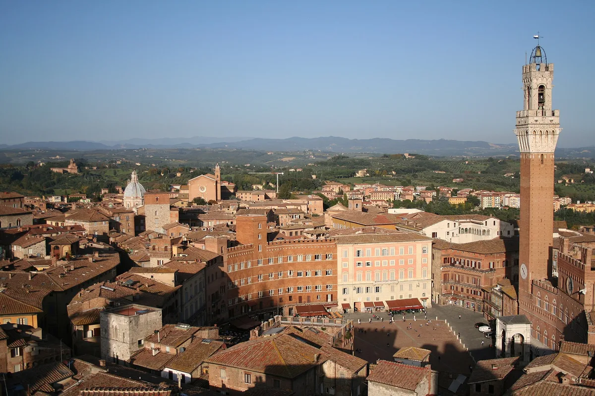 Siena from the Torre del Mangia, showing the contrada districts